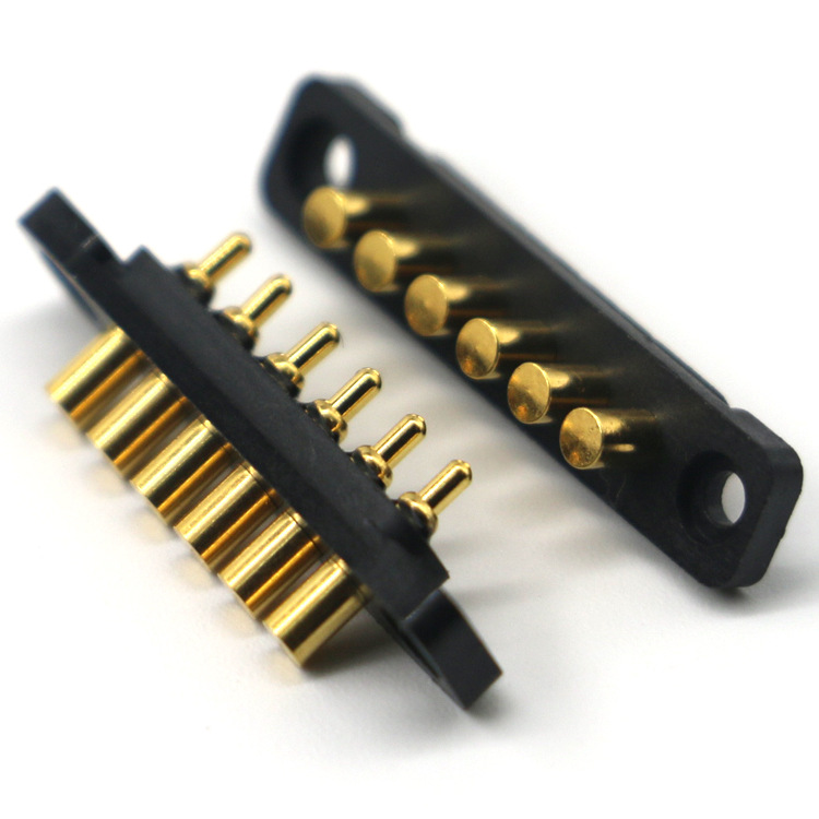 工廠單排6pin pogopin探針連接器 手機數(shù)碼設備彈簧針充電針定 制